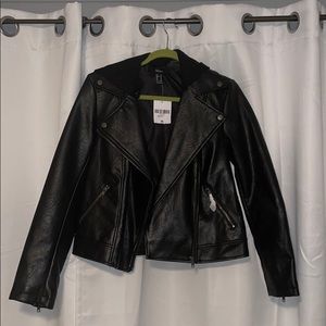 Forever 21 Leather Jacket with Hood